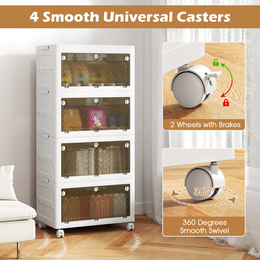 Costway 4 Door White Stackable Storage Bins Image 8