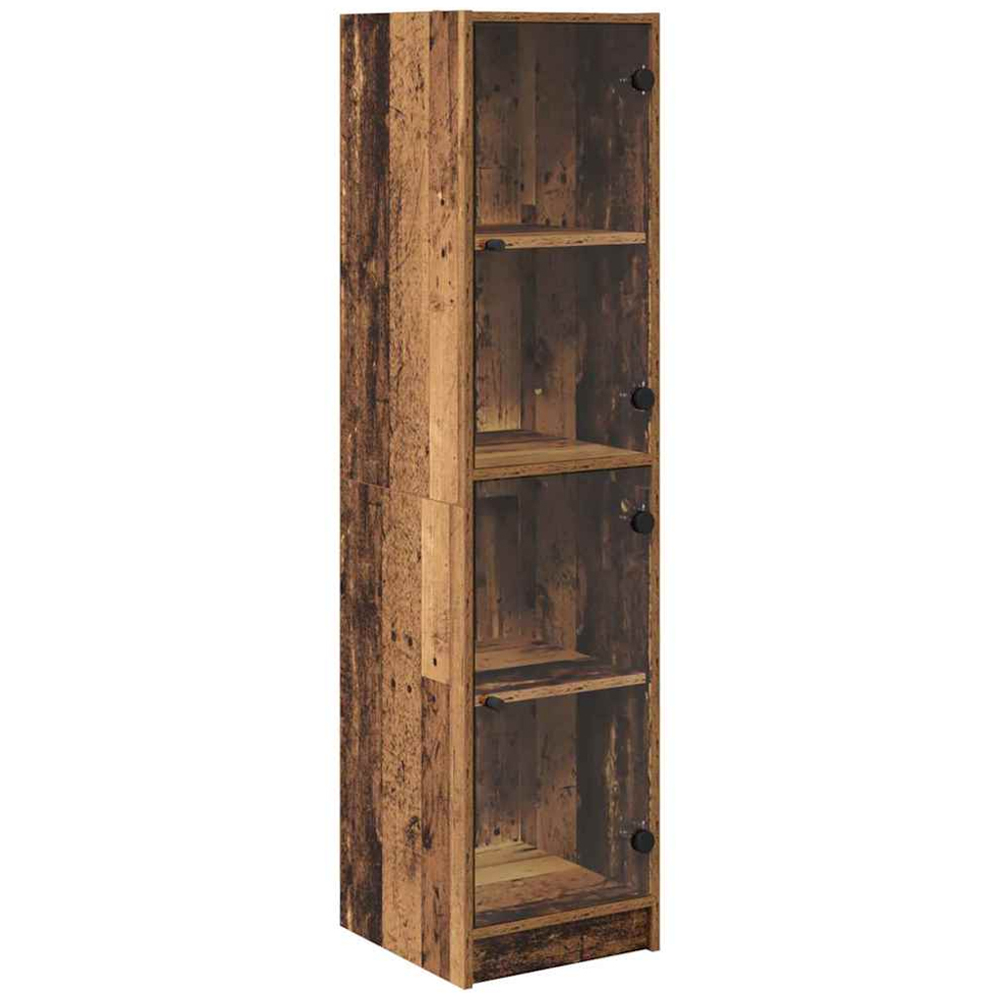 vidaXL 2 Glass Door 4 Shelf Old Wood Slim Highboard Image 2
