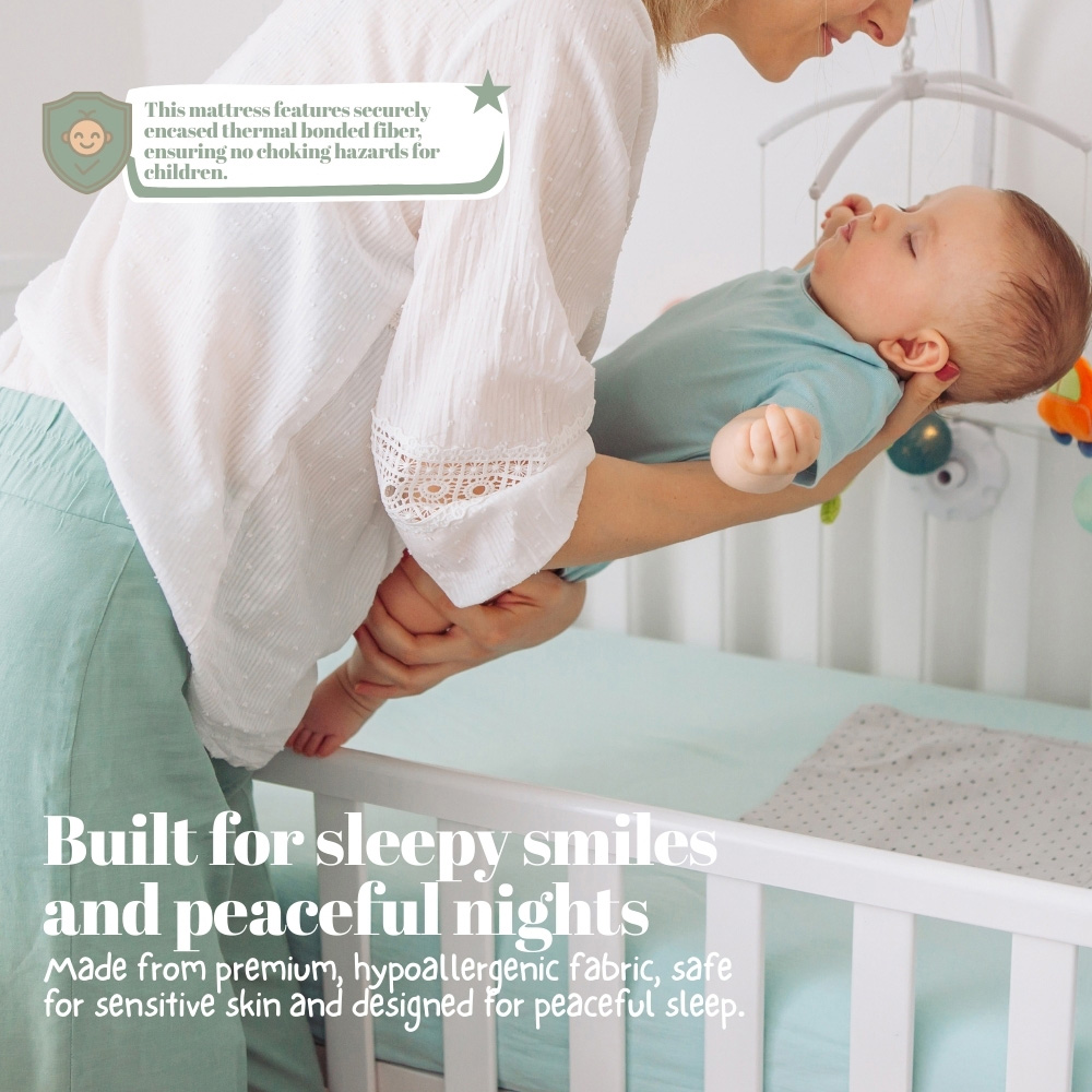 MHG Textiles White Waterproof Breathable Baby Cot Bed Mattress 120 x 60 x 5cm Image 4