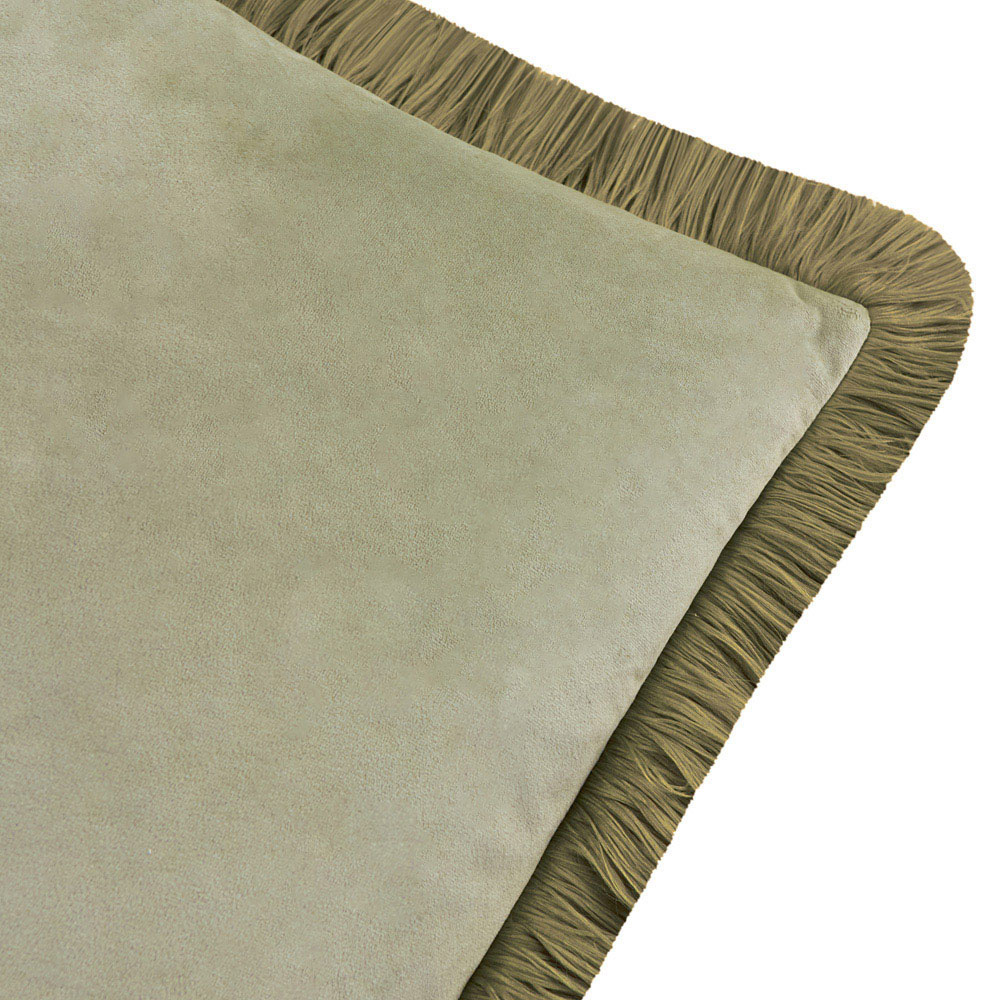 Furn Halo Fringed Green and Sage Velvet Cushion 50 x 50cm Image 2