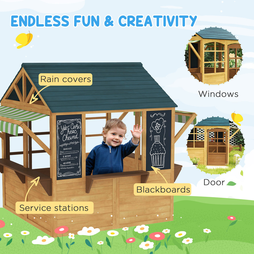 AIYAPLAY Kids Brown Wooden Outdoor Playhouse Image 8