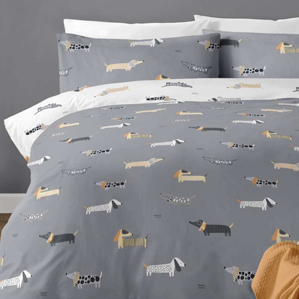 Bellissimo Dachshund Single Grey Duvet Set Image 2