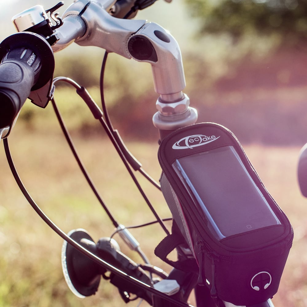 tectake Black Grey and Blue Bike Phone Holder Image 2