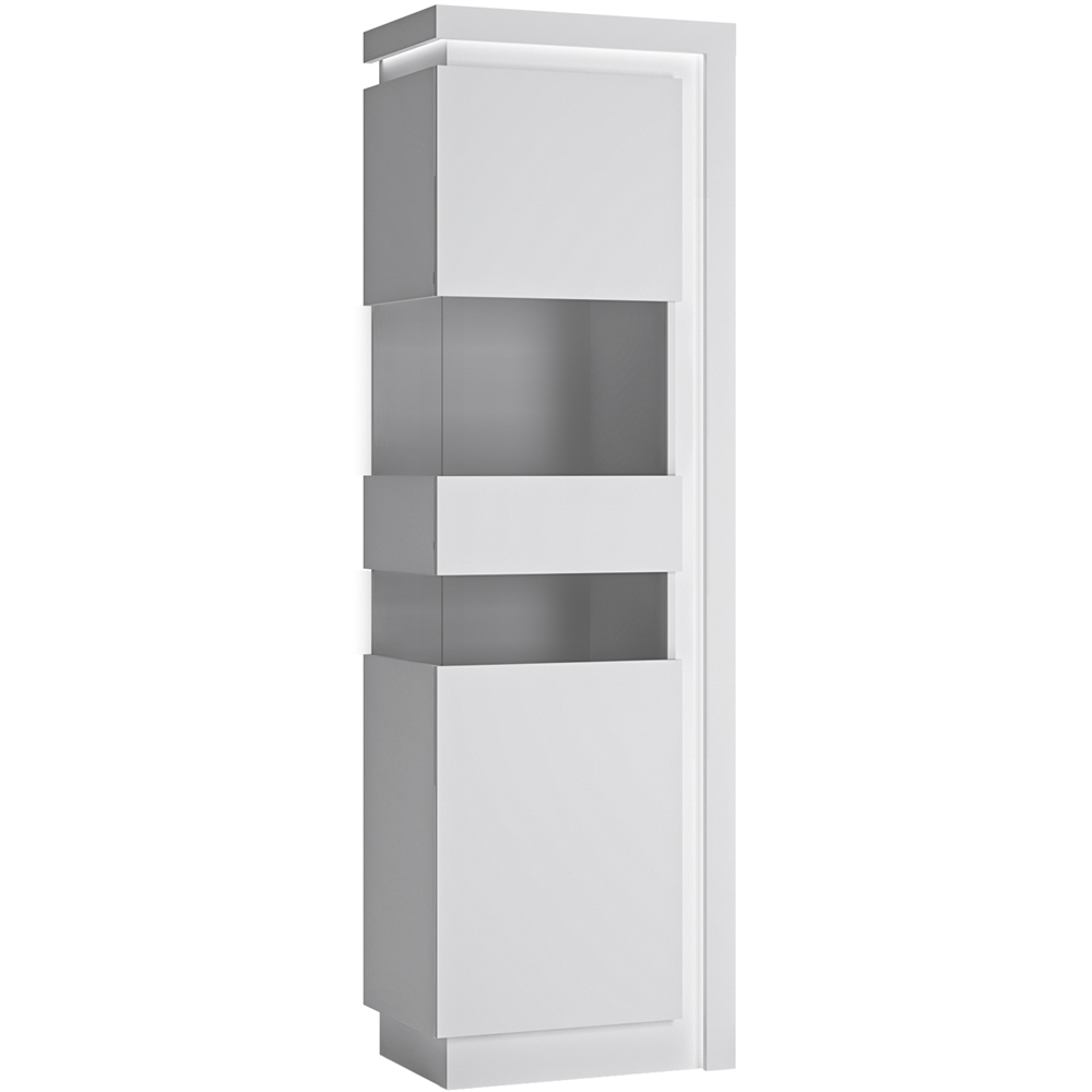 Furniture To Go Lyon White High Gloss LHD Tall Narrow Display Cabinet Image 2