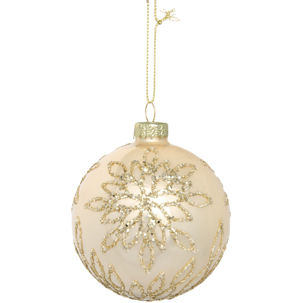 Shiny Champagne Gold Leaf Bauble Image 4