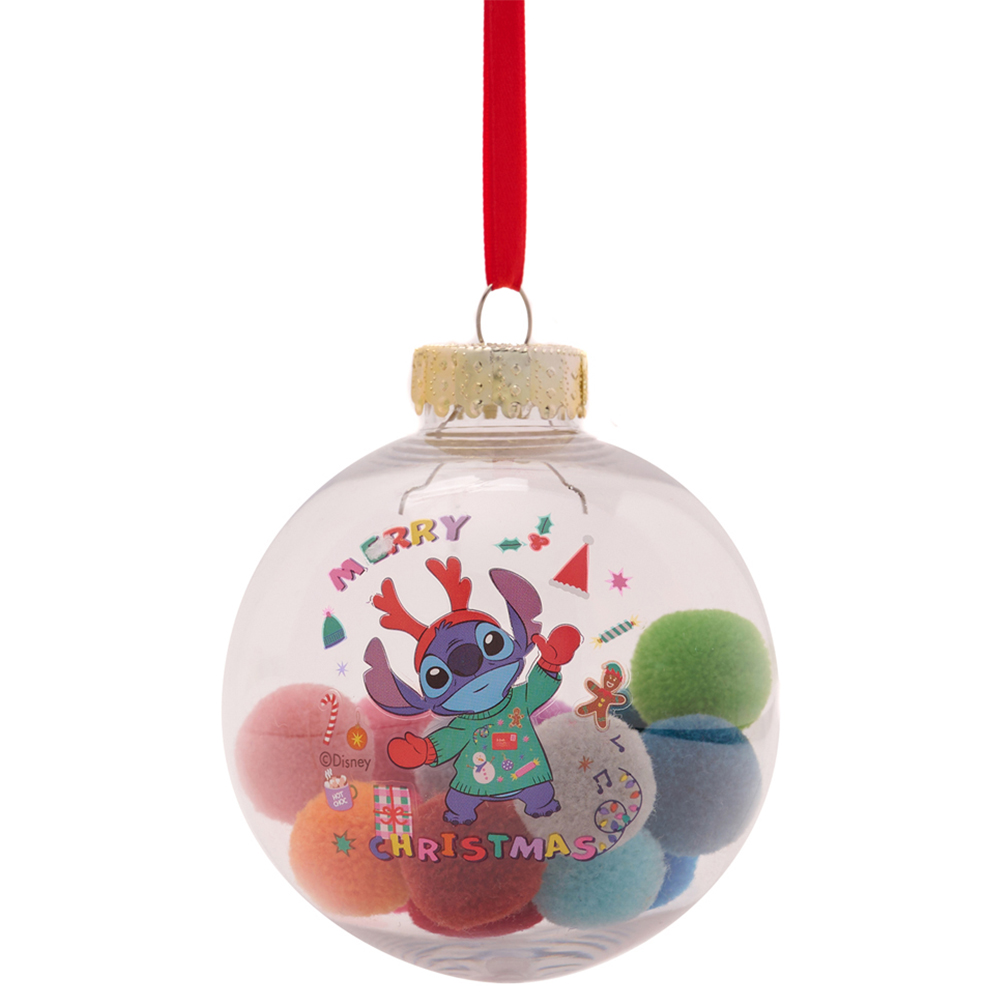 Disney Stitch Pom Pom Christmas Baubles 7 Pack Image 3