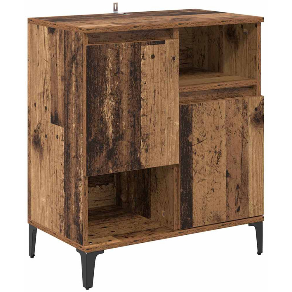 vidaXL 2 Door 2 Shelf Old Wood Compact Sideboard Set of 2 Image 7