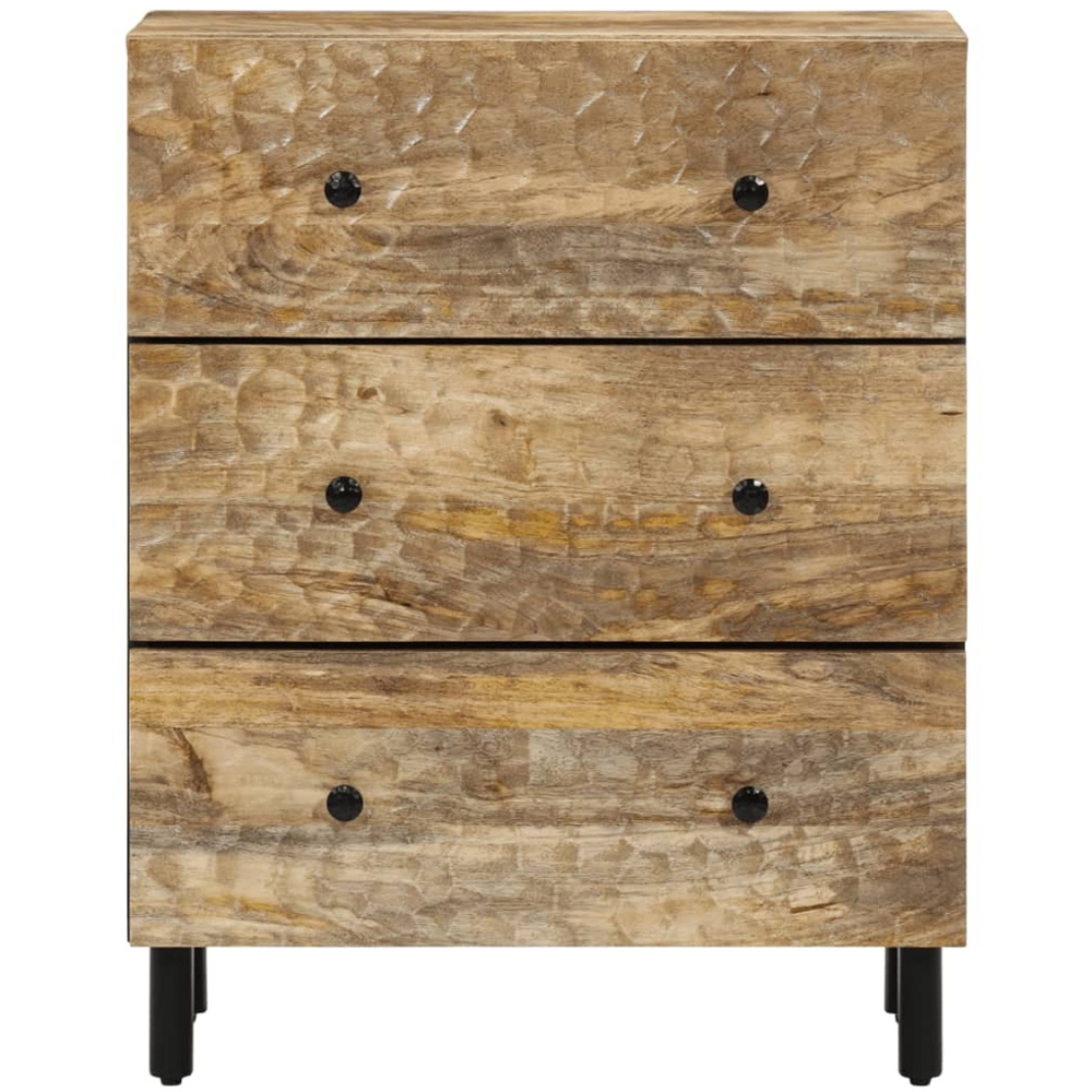 vidaXL 3 Drawer Solid Mango Wood Side Cabinet Image 4