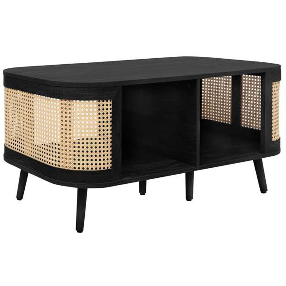 Birlea Noah 2 Shelf Black Rattan Coffee Table Image 2