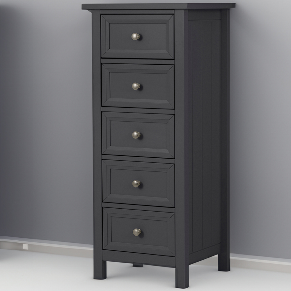 Julian Bowen Maine 5 Drawer Anthracite Tall Chest of Drawers Image 1