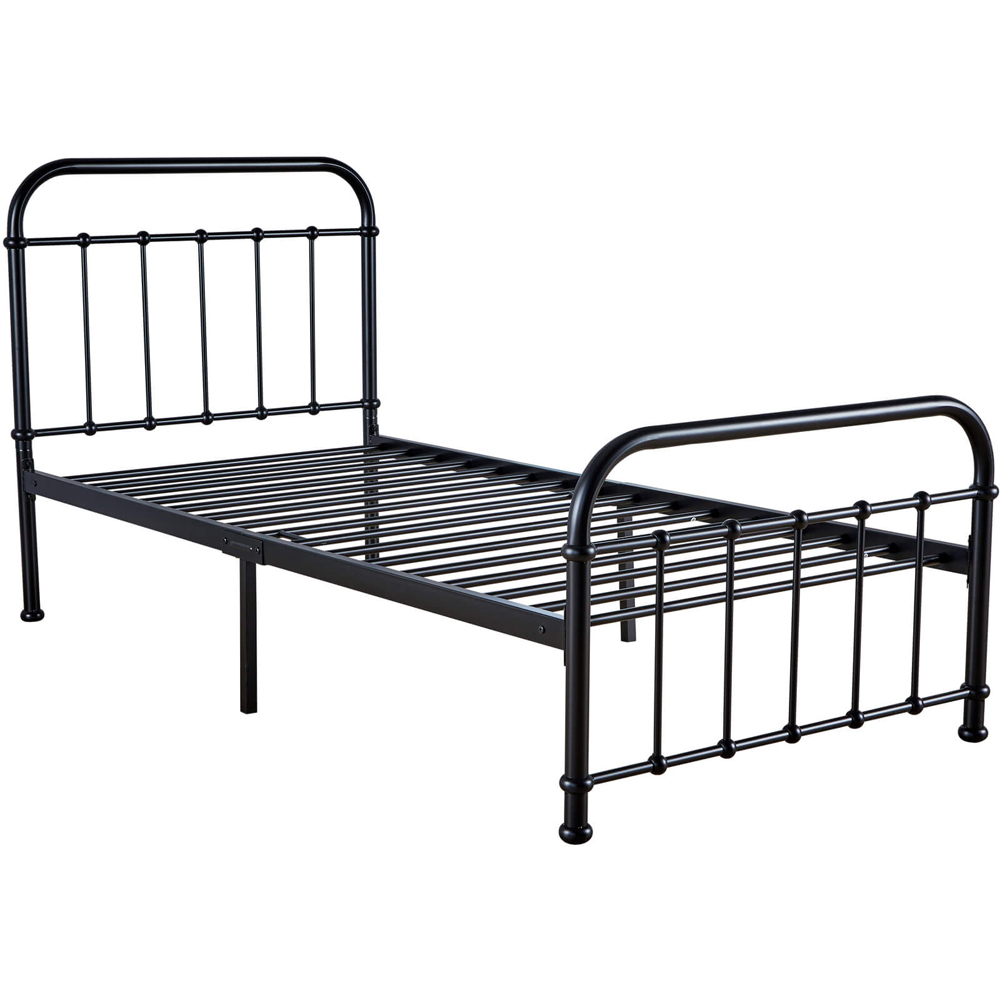 Home Source Minerva Vintage Single Black Metal Bed Frame Image 2