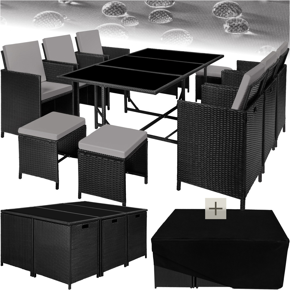 tectake Malaga 10 Seater Black and Grey Dining Set Image 2