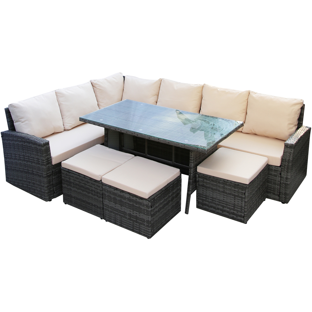 Home Garden Direct Pelias 9 Seater Rattan Dining Set Beige Image 3