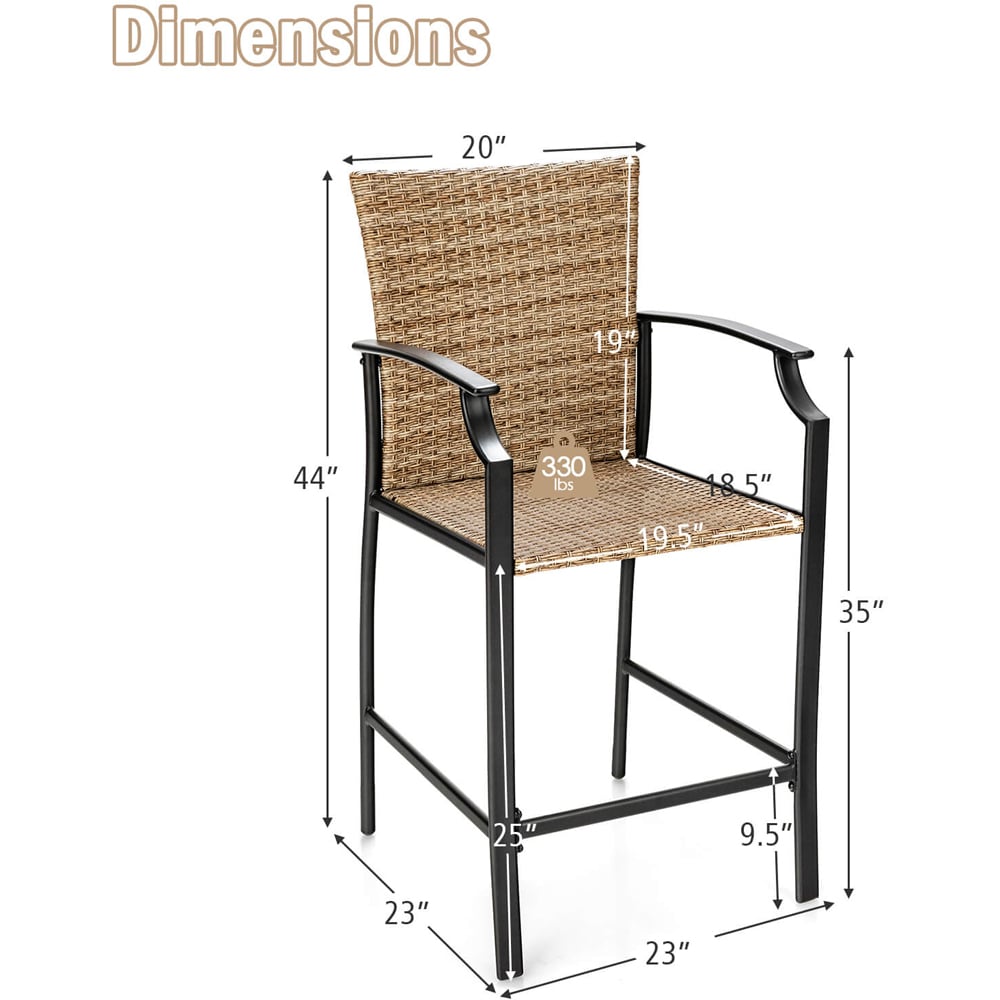 Costway PE Rattan Bar Stool Set of 4 Image 9