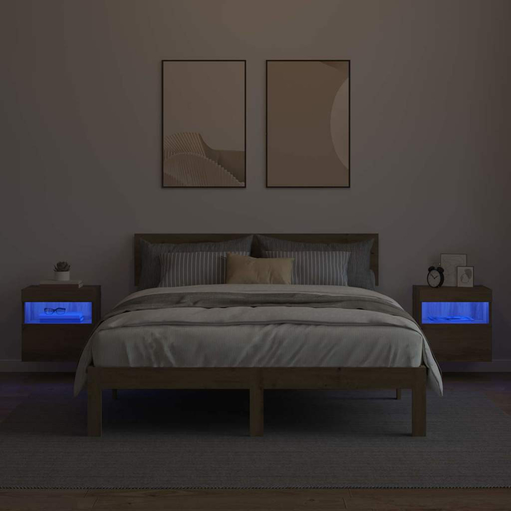 vidaXL Single Door Single Shelf Artisan Oak Wall Mounted TV Cabinet with LED Light 2 Pack Image 6