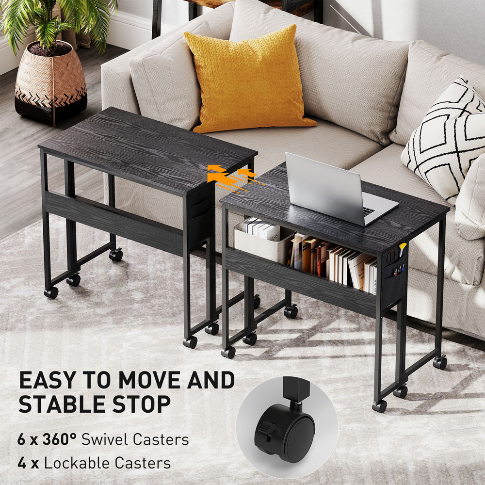 Portland Black Foldable Computer Desk with Wheels Image 5