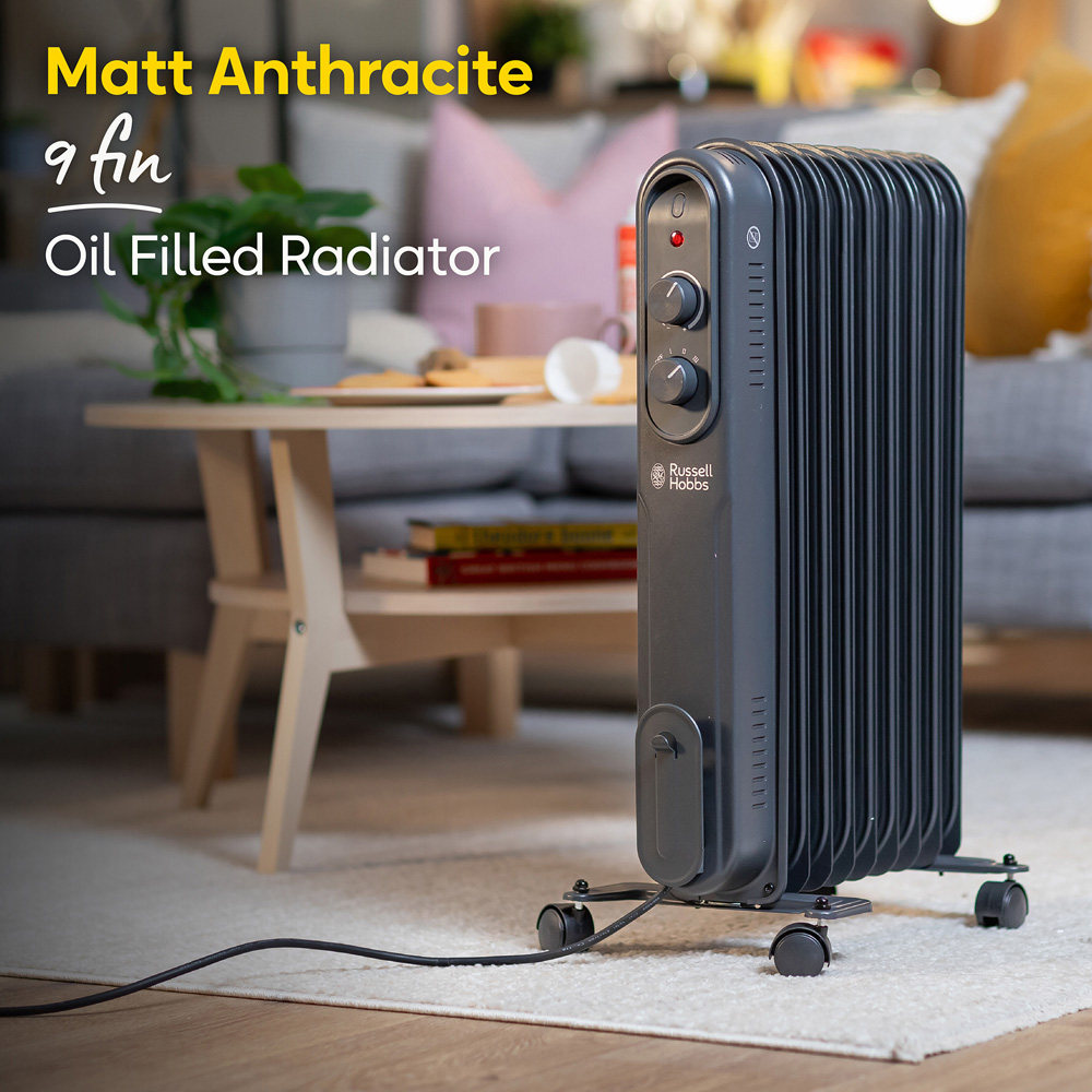 Russell Hobbs Matt Anthracite 9-Fin Oil Filled Radiator 2000W Image 8