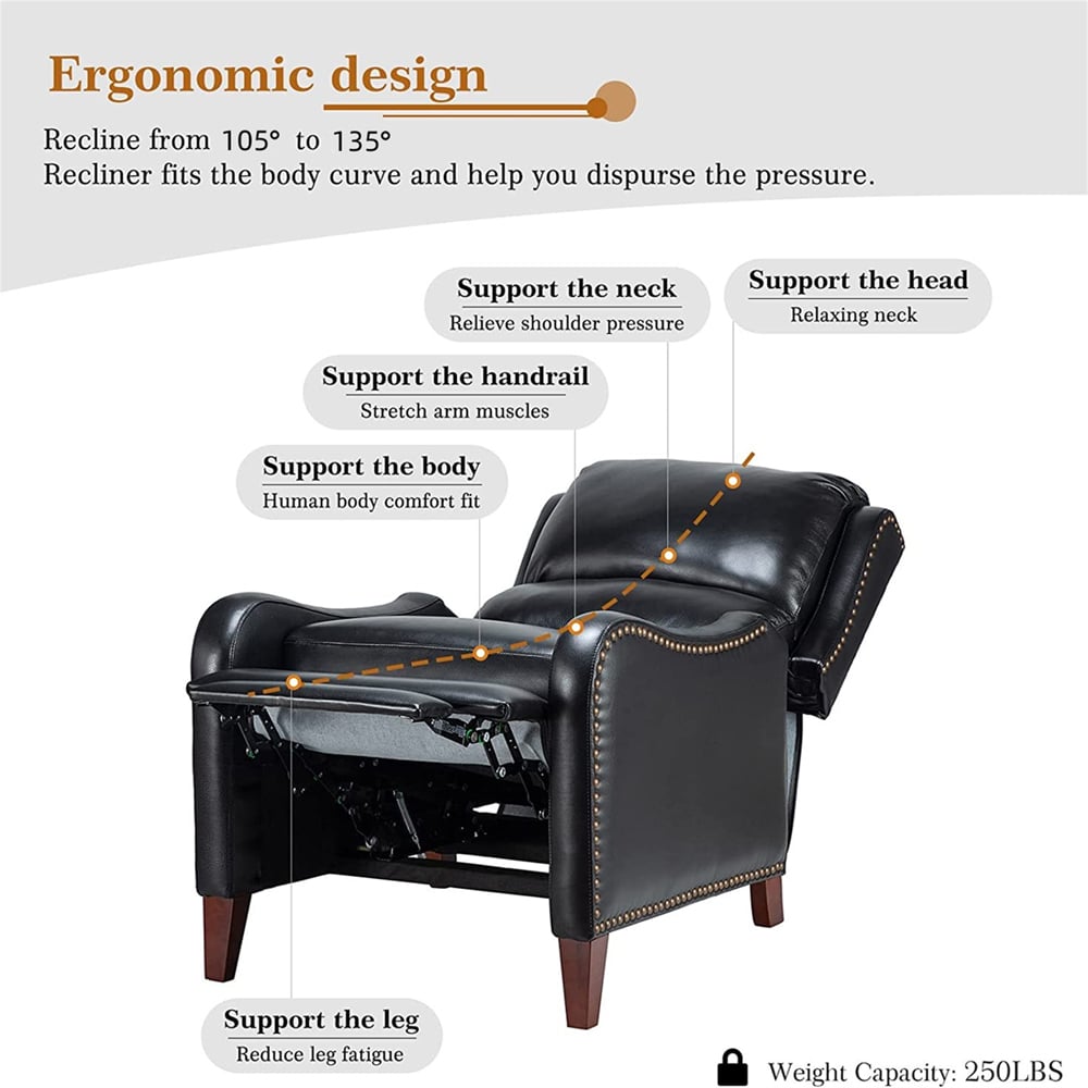 Furniture One Black Leather Pushback Recliner Chair Image 7