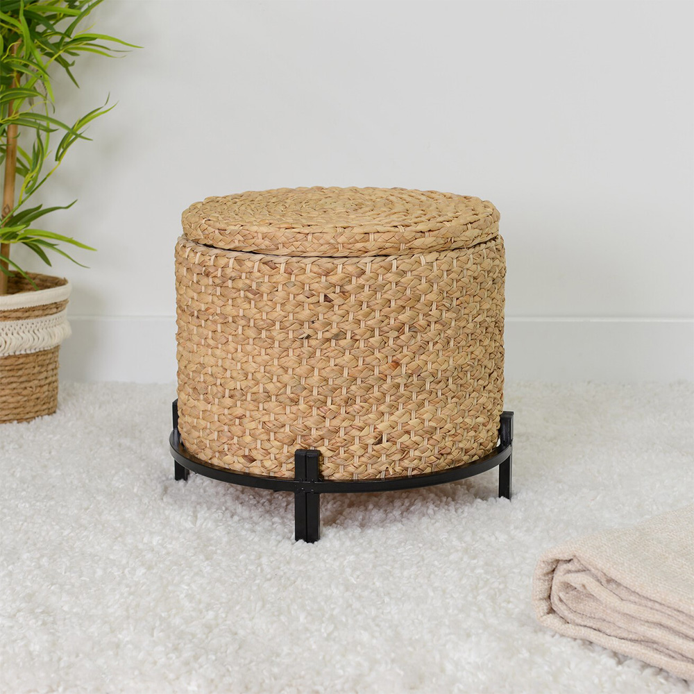 Natural Woven Storage Footstool Image 2