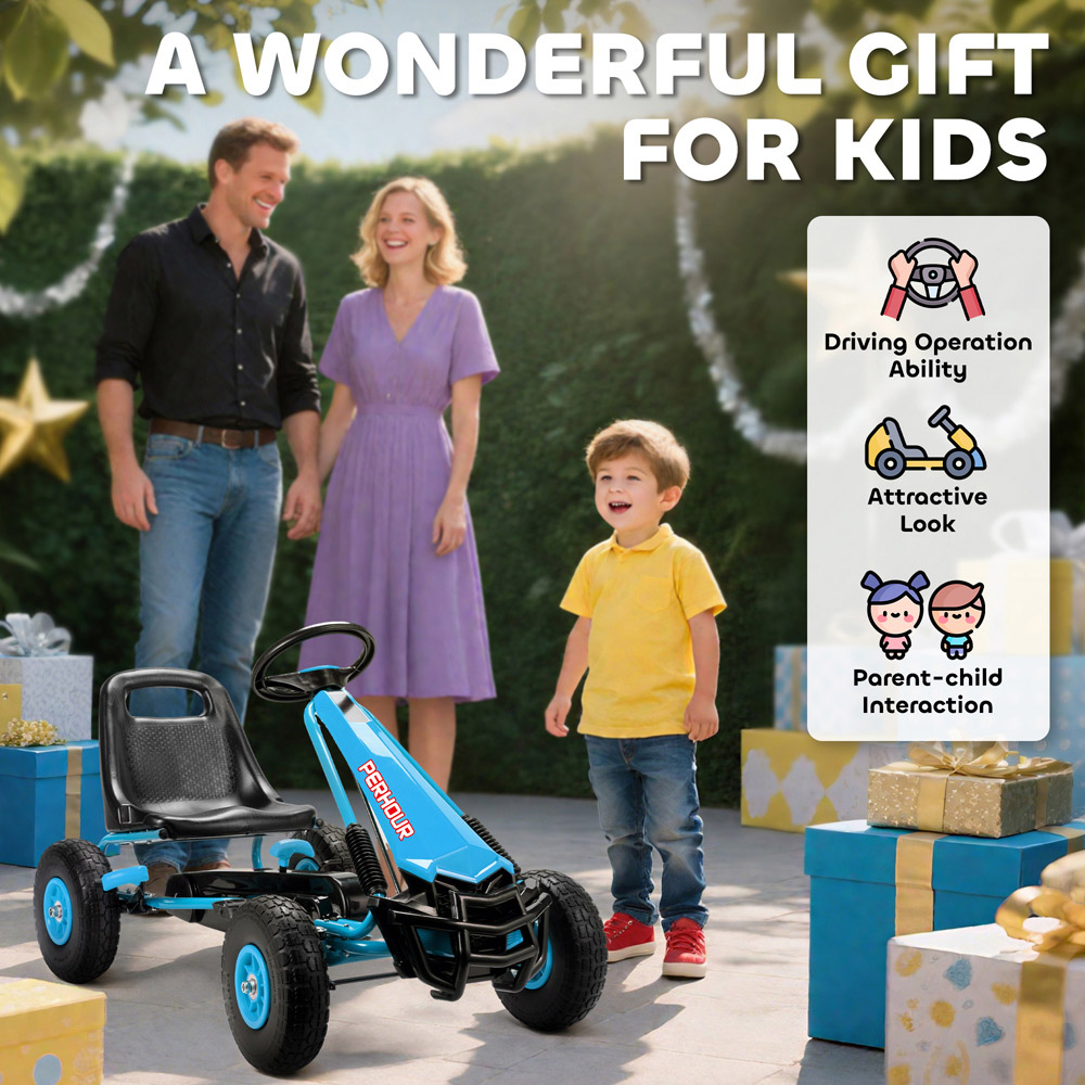 Tommy Toys AIYAPLAY Blue Adjustable Seat Kids Pedal Go Kart with EVA Tyres Image 8
