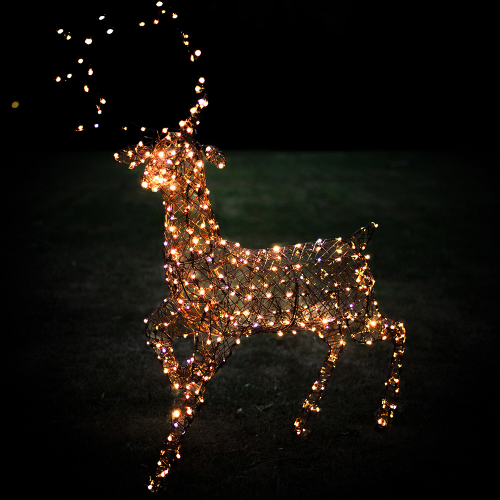 The Christmas Centre 330 LED Brown Wicker Light-Up Stag Reindeer 4.5ft Image 1