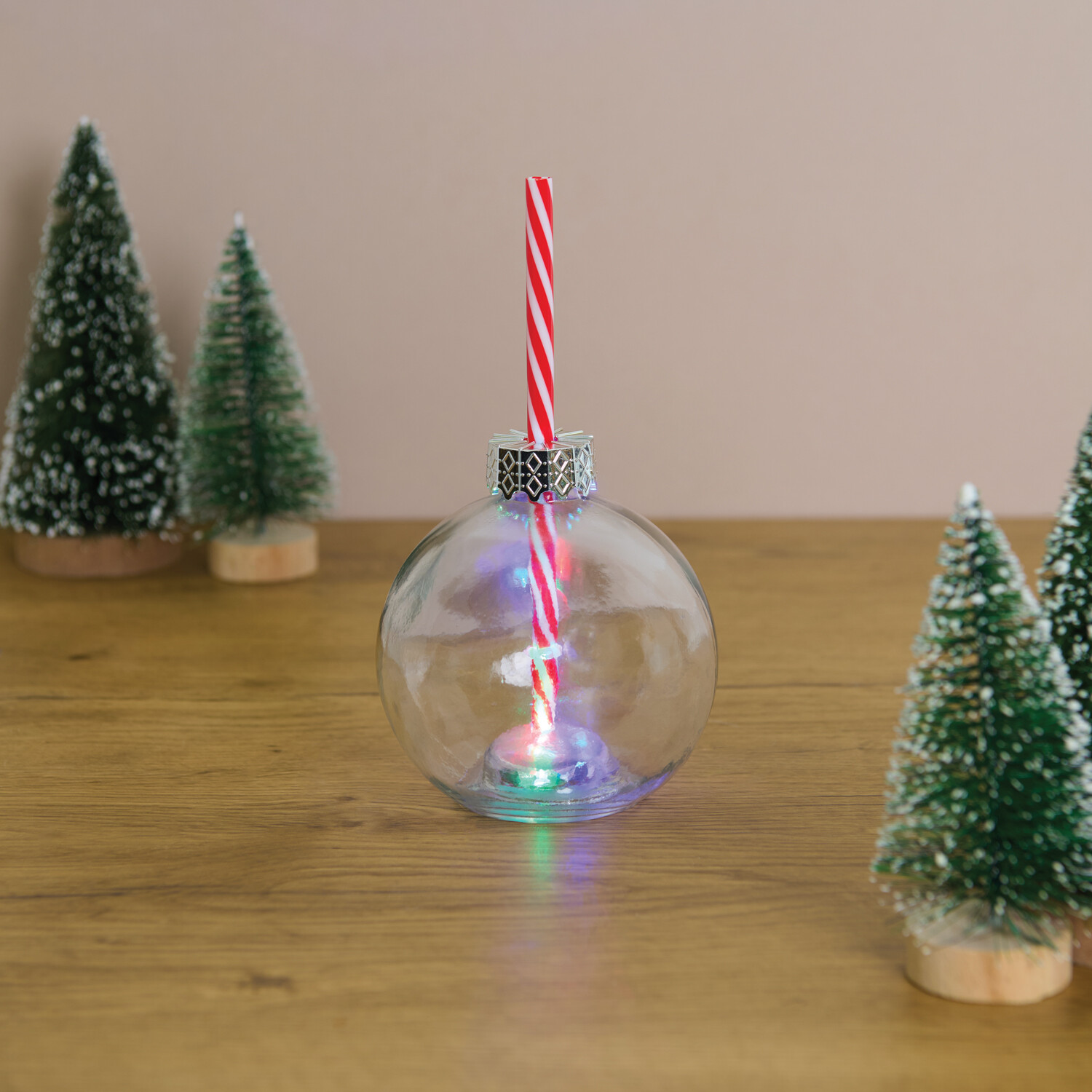 Glass Christmas Bauble Drinking Jar Clear Image 2