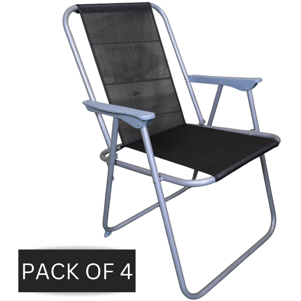 Samuel Alexander Set of 4 Grey and Black Foldable Garden Chair Image 3