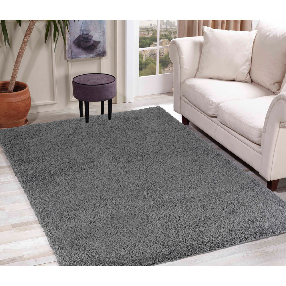 Desire Rugs Oxford Dark Grey Plain Shaggy Rug 80 x 150cm Image 4