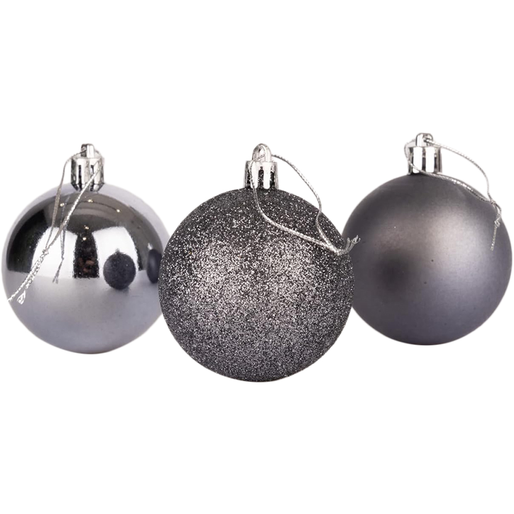Shatchi 3cm Dark Grey Shatterproof Christmas Bauble 24 Pack Image 2