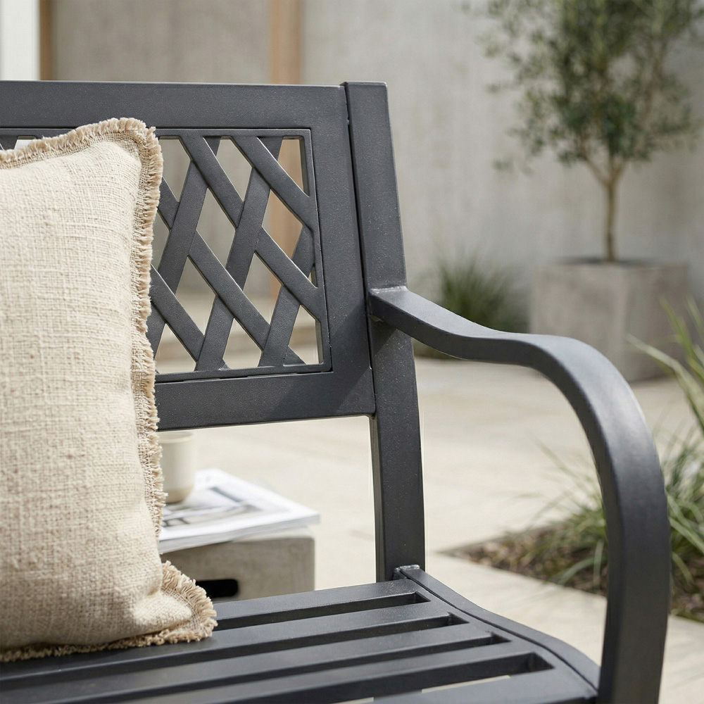 GARDEN VIDA Lattice Style Steel Garden Bench Image 6