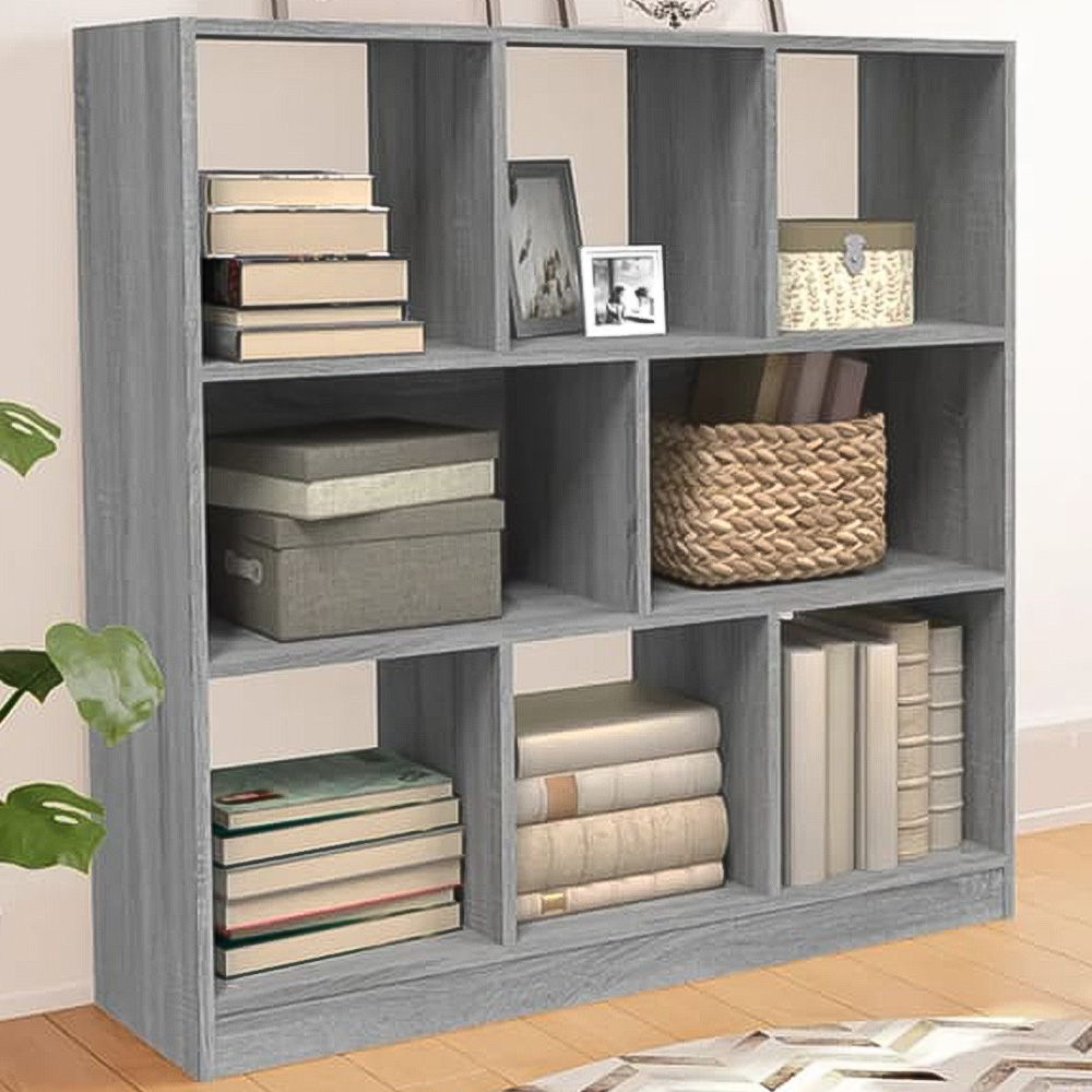 vidaXL 8 Shelf Grey Sonoma Bookcase Image 1