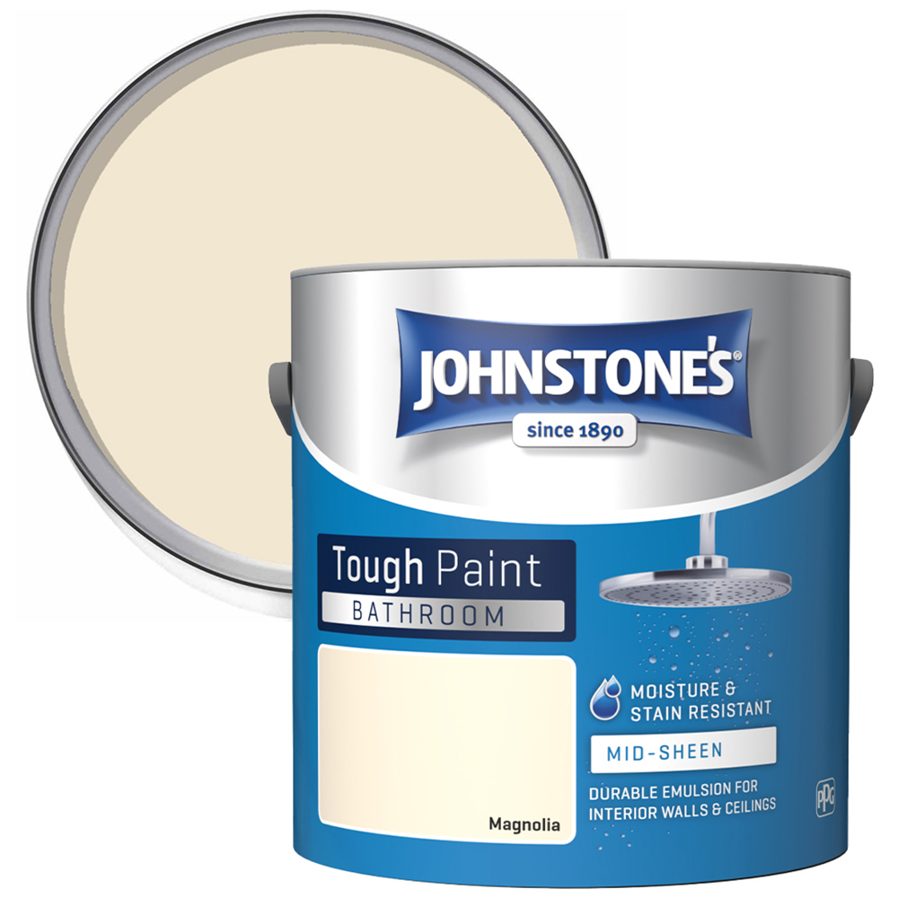 Johnstone's Bathroom Magnolia Mid Sheen Emulsion Paint 2.5L Image 1