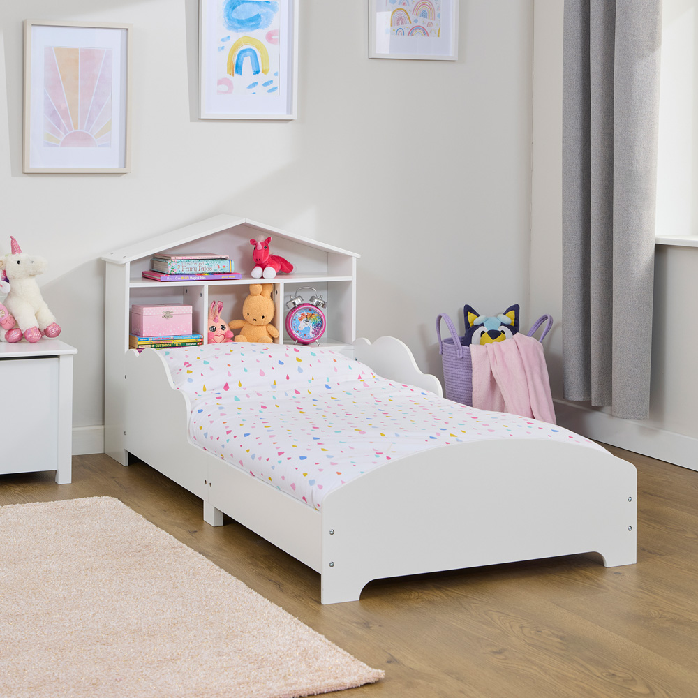 Liberty House Toys Kids White Toddler Bed with Bookcase Image 7