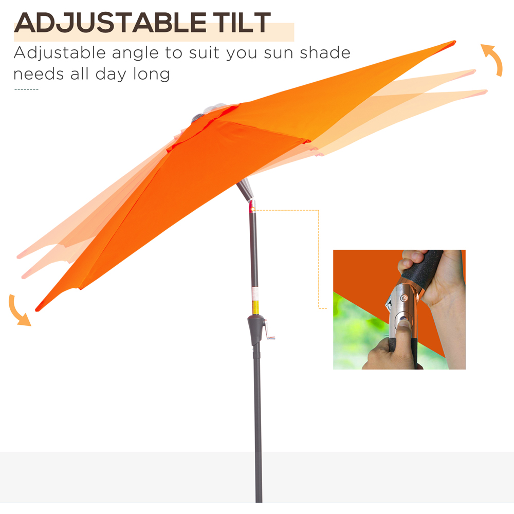 Outsunny Orange Crank and Tilt Parasol 2.7m Image 4