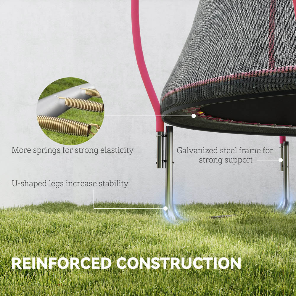 SPORTNOW 10ft Pink Trampoline with Enclosure Net and Spring Cover Image 7