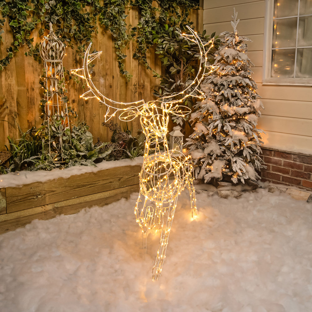 The Christmas Centre 330 LED White Wire Light-Up Stag Reindeer 4.5ft Image 8