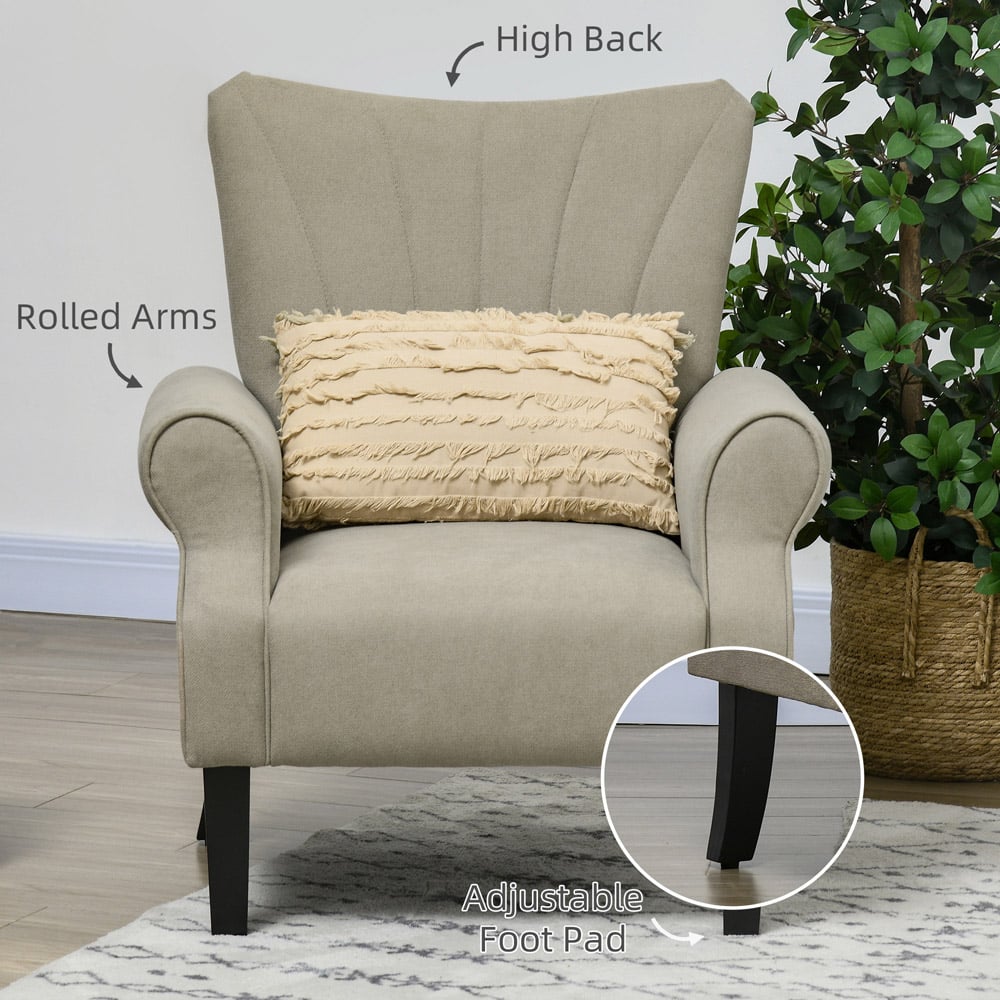 Portland Beige High Back Accent Chair Image 5