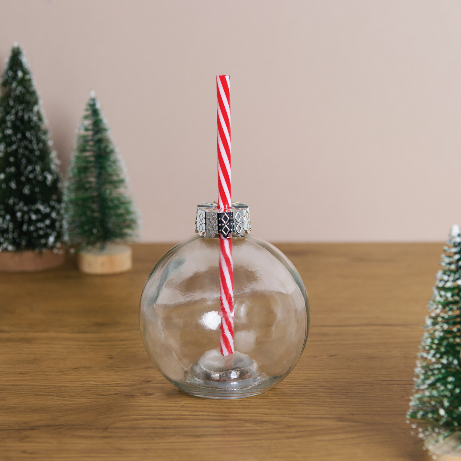 Glass Christmas Bauble Drinking Jar Clear Image 3