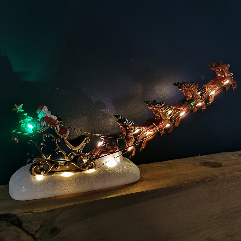 Samuel Alexander Santa Sleigh with Reindeer Christmas Decoration 34cm Image 8