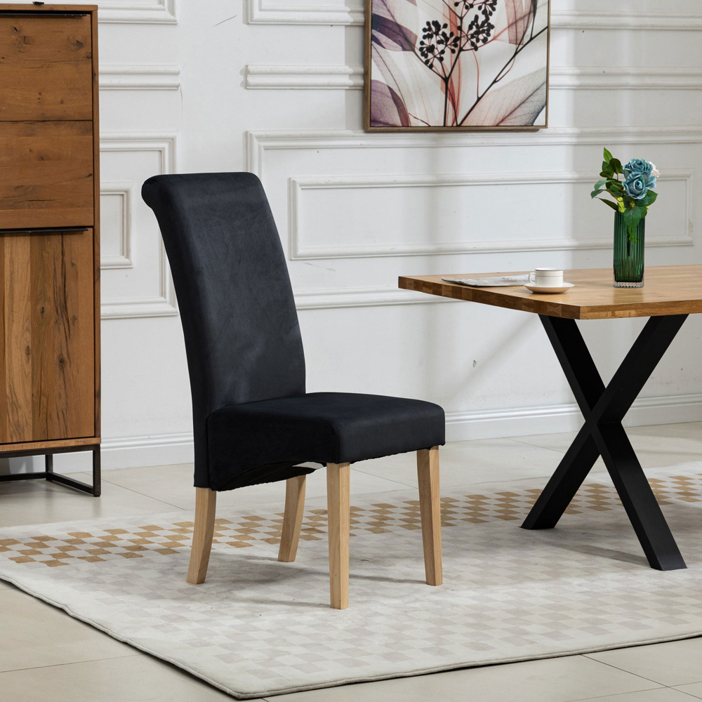 Artemis Home Rimini Set of 2 Black Velvet Fabric Dining Chairs Image 3