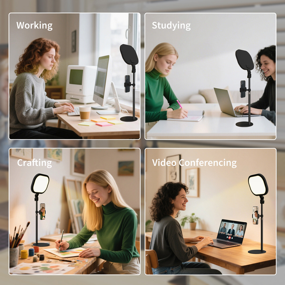 HOMCOM Black Dimmable LED Table Lamp with Phone Holder Image 4