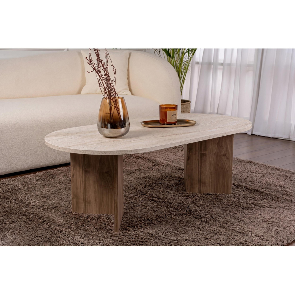 Decortie Sable Travertine and Istanbul Walnut Coffee Table Image 4