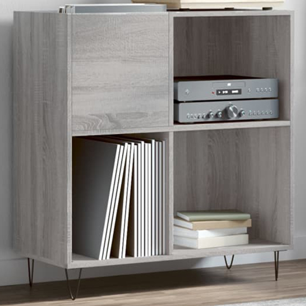 vidaXL 3 Shelf Grey Sonoma Record Cabinet Image 1