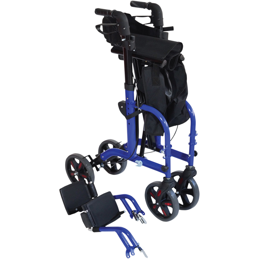 Aidapt 2 in 1 Blue 4 Wheel Foldable Rollator and Transit Chair Image 4