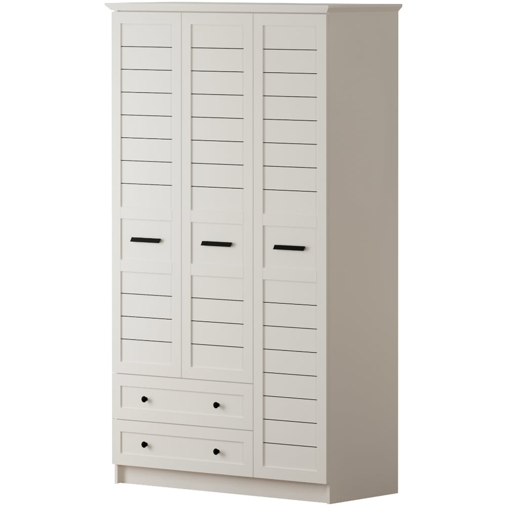 Evu VENICE 3 Doors 2 Drawers White Wardrobe Image 2