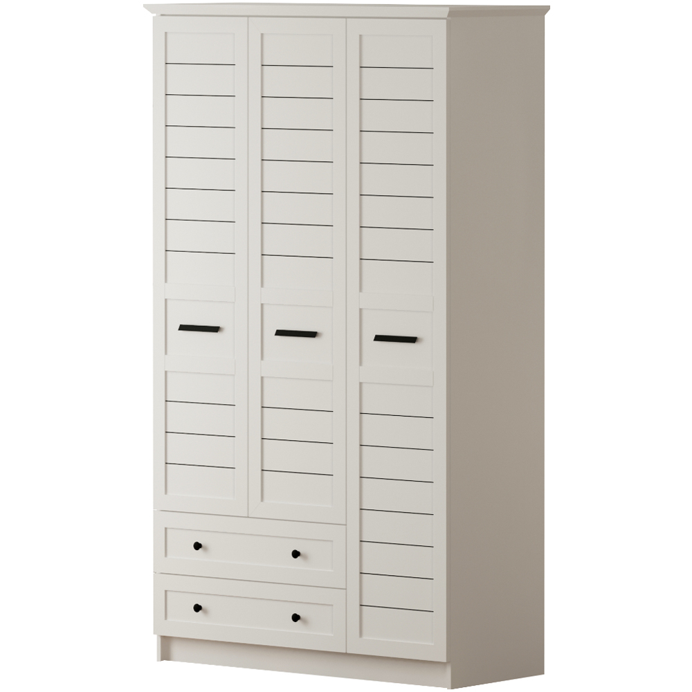 Evu VENICE XL 3 Doors 2 Drawers White Wardrobe Image 2