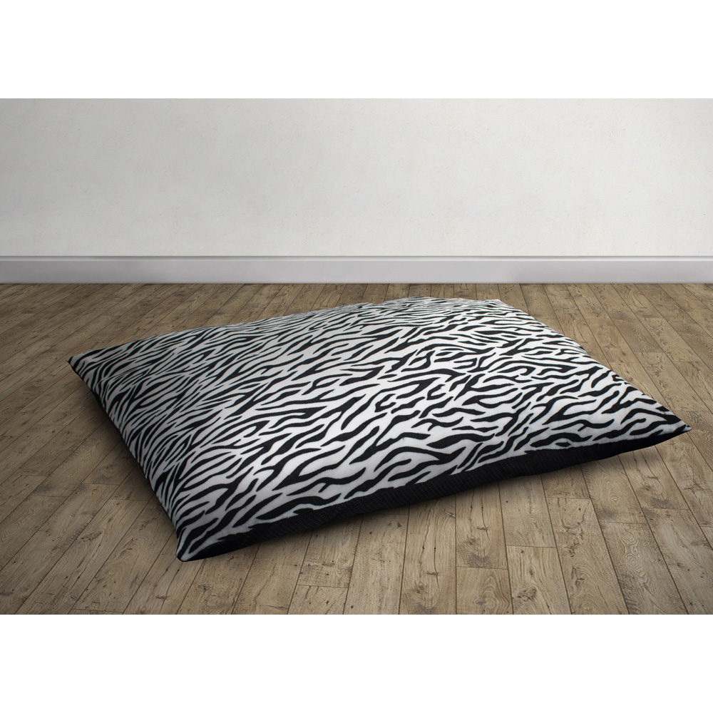 Velosso Black and White Zebra Print Fleece Textured Non-Slip Floor Cushion 78 x 120cm Image 2