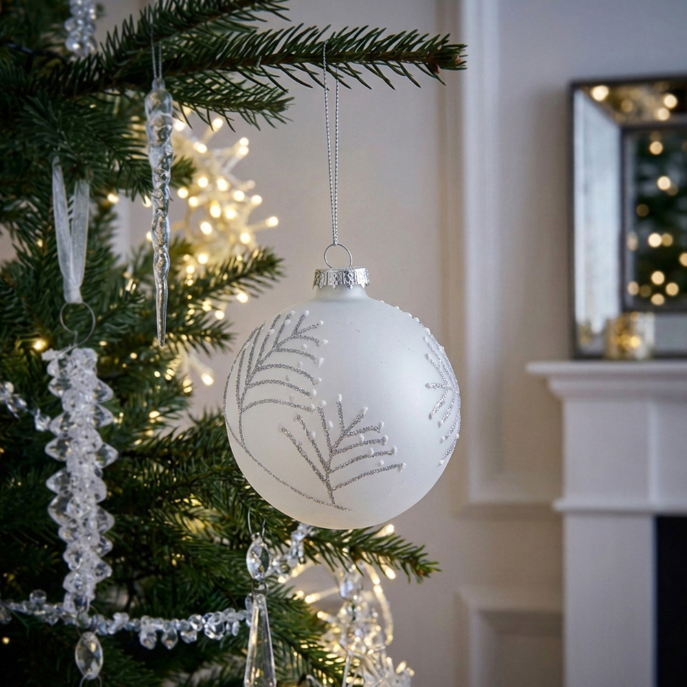 Frosted Glitter Patterned Bauble Image 2