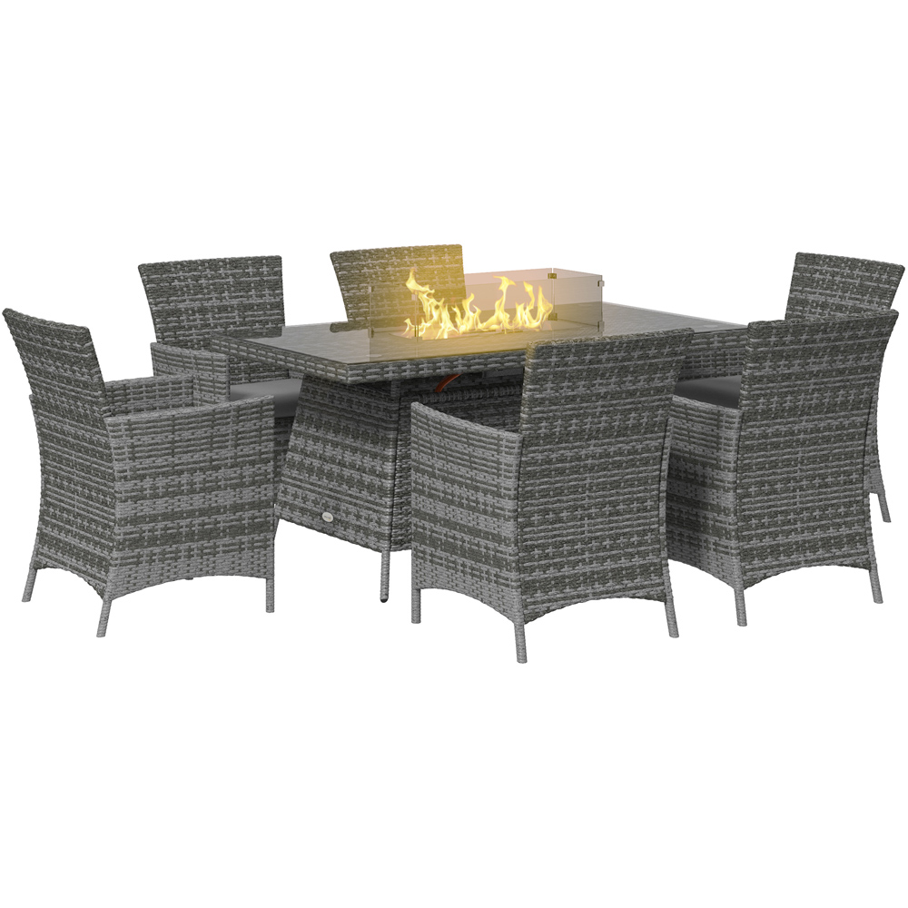 Outsunny Rattan 6 Seater Dining Sets with 50000 BTU Burner Table Grey Image 2