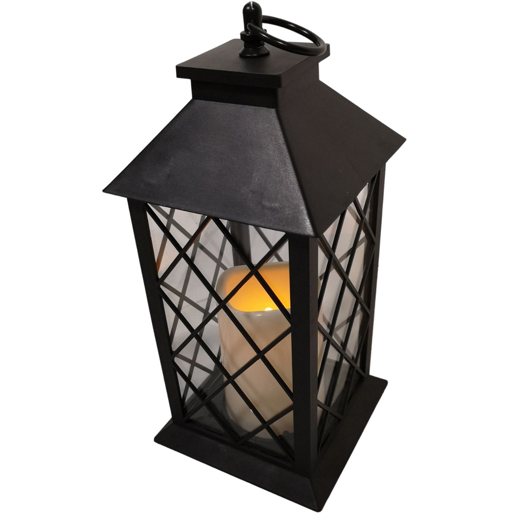Samuel Alexander White LED Christmas Lantern with Flickering Candle Image 1